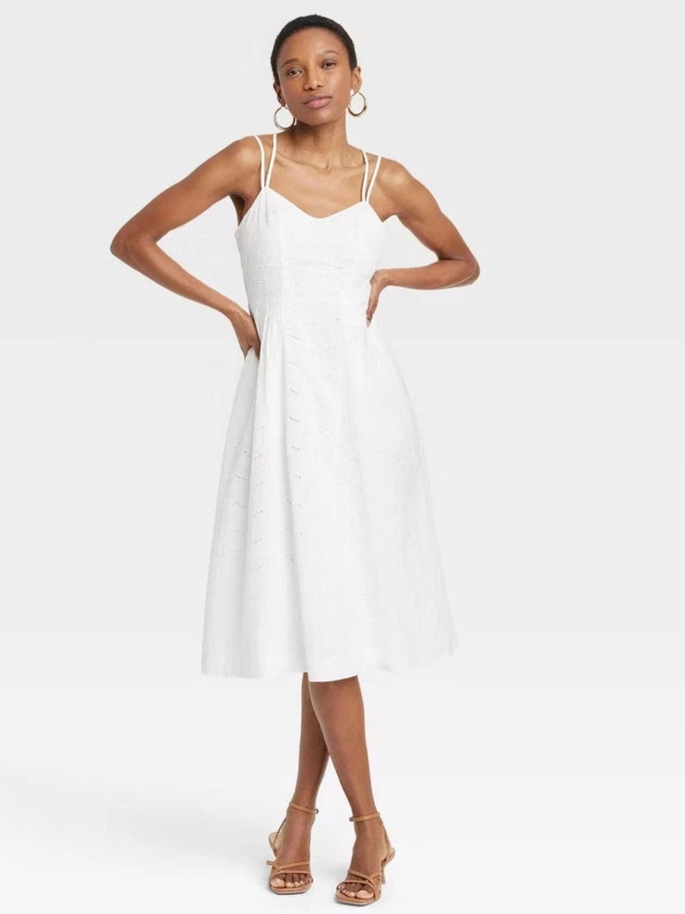 a new day White Eyelet SunDress with Crisscross Back Size M